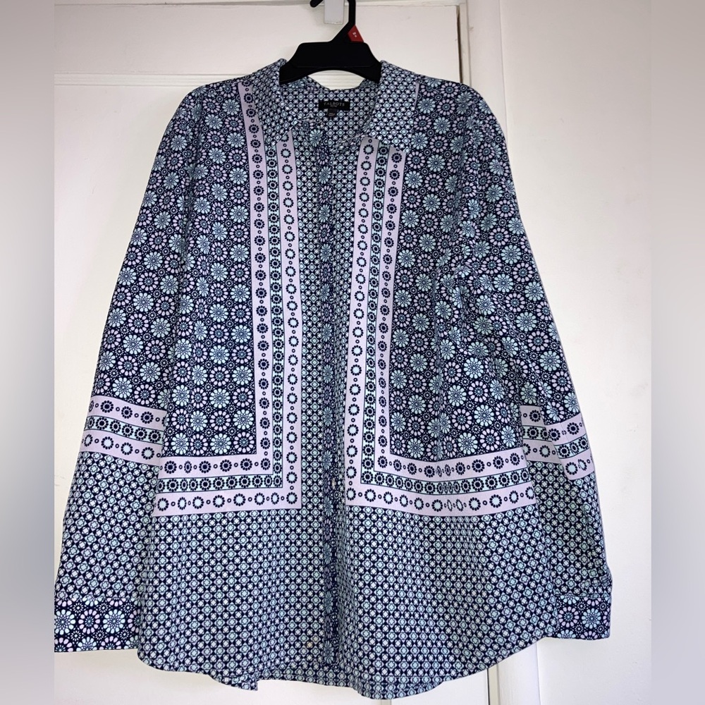 Talbots Blue and White Patterned Men's Shirt